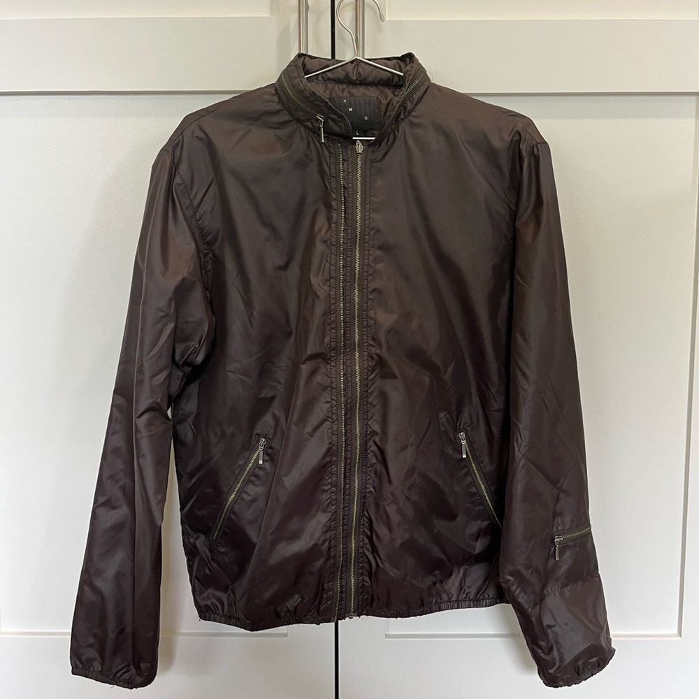 YMC Waterproof Double Front Zip With Hide Away Hoodie 100% Polyamide fabric.